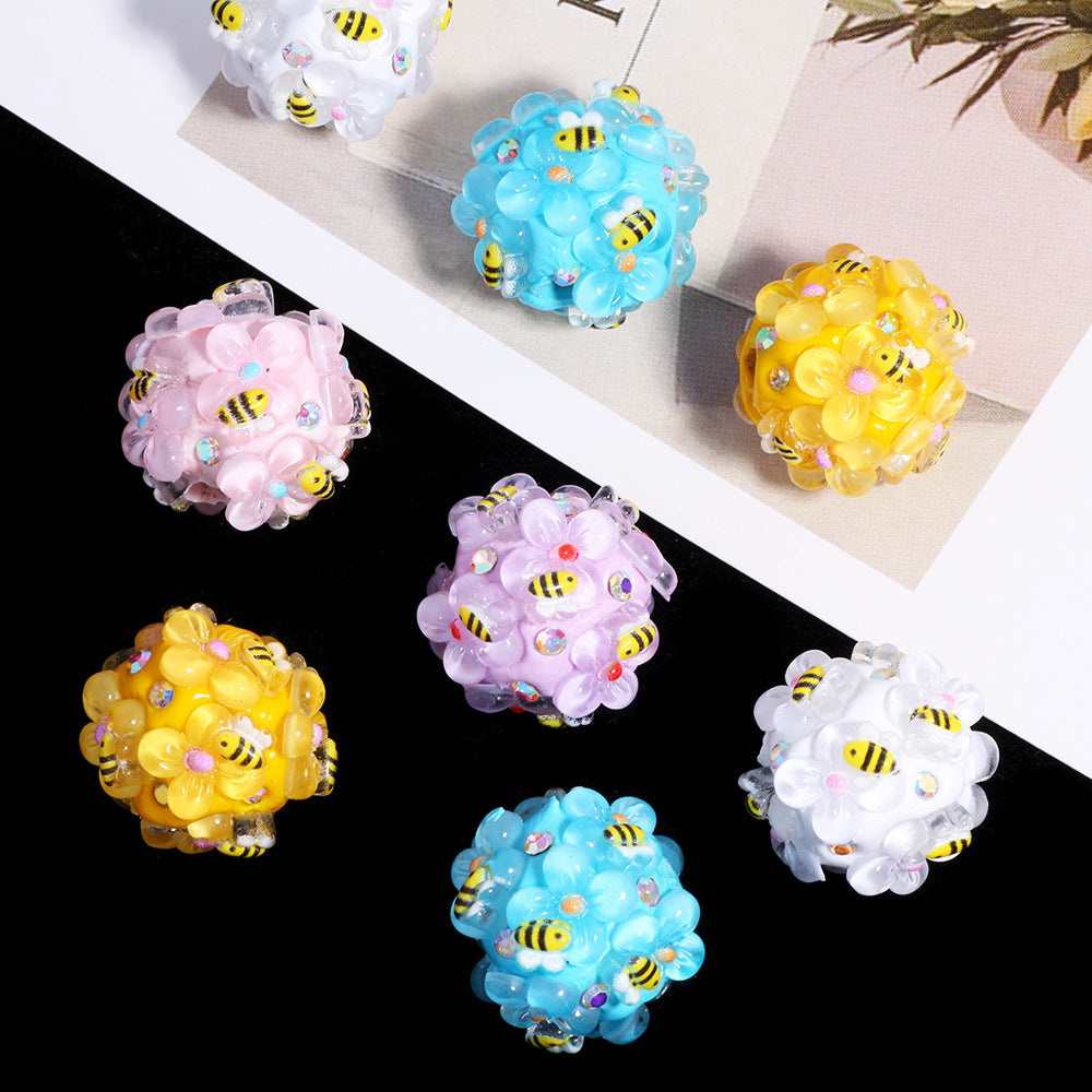 Wholesale 10pcs Polymer clay bee straight hole loose beads beaded DIY accessories
